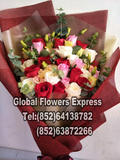 30枝玫瑰花束3色混合 SGPB205 /  新加坡七夕情人節鮮花速遞新加坡鮮花預訂新加坡鮮花店送花到新加坡