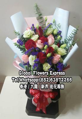 六枝紅玫瑰花+六枝粉玫瑰花花束 節日祝福生日週年紀念心意送禮 沙田區網上花店鮮花預訂 香港九龍新界送花上門服務 MXRB16