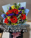 紅太陽花束畢業頒獎禮花束校園送花生日商務表演祝福訂花沙田網上花店迷你花束香港九龍新界送花服務MNB9