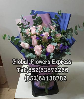 香港鮮花速遞香港花店香港訂花大角咀香港送花香港12枝粉佳人花束PPBR7