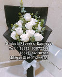 SGPVDAY607-純潔的愛-12枝白玫瑰花花束 新加坡當地花店情人節網上訂花新加坡送花服務