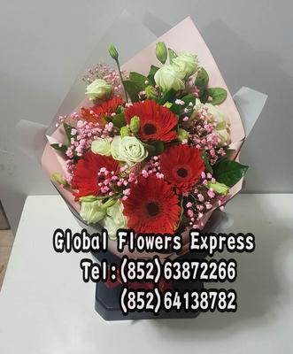 商務花束 活動獻花 祝福花束 畢業禮 頒獎禮活動獻花 紅色太陽菊花束 Hong Kong flowers delivery  GD5A