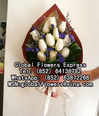 12枝白玫瑰花束-香港鮮花速遞-香港花店-香港網上訂花-香港送花