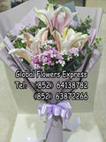 SGPVDAY616-粉百合花束-新加坡情人節送花服務新加坡鮮花店同城鮮花速遞